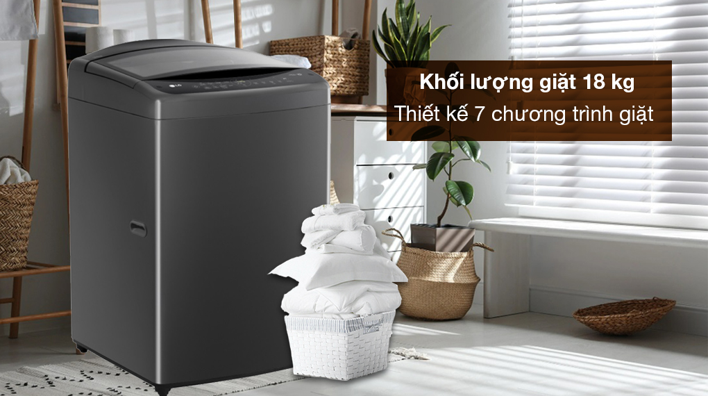 Máy giặt LG Inverter 18 kg TV2518DV3B - Khối lượng giặt 18kg, trang bị 7 chương trình giặt