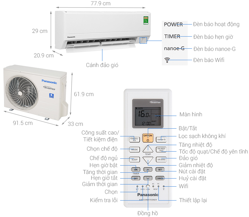 Điều hoà Panasonic Inverter 2 HP CU/CS-WPU18WKH-8M