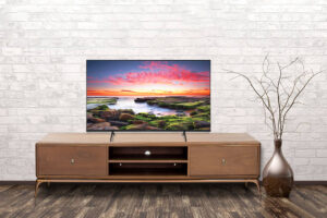 Empty interior of room with vase over brick wall background 3d rendering